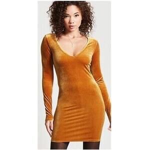 Divided Gold Velvet Mini Dress Long Sleeve New Years Eve